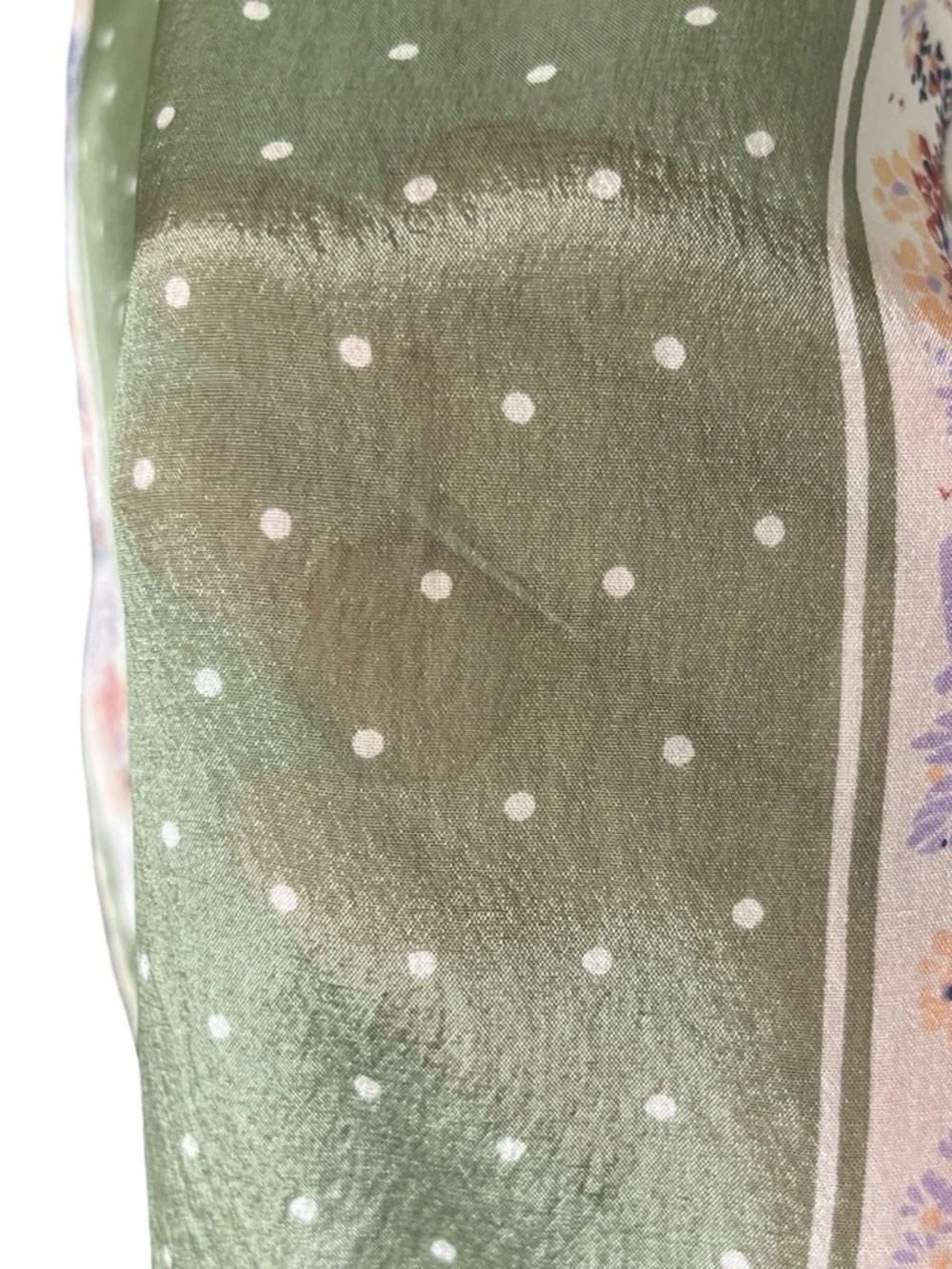 Vintage Anne Klein Long silk Scarf Floral Polka Dot Sheer Cottagecore
